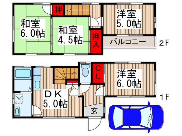 八木ケ谷２丁目戸建の物件間取画像